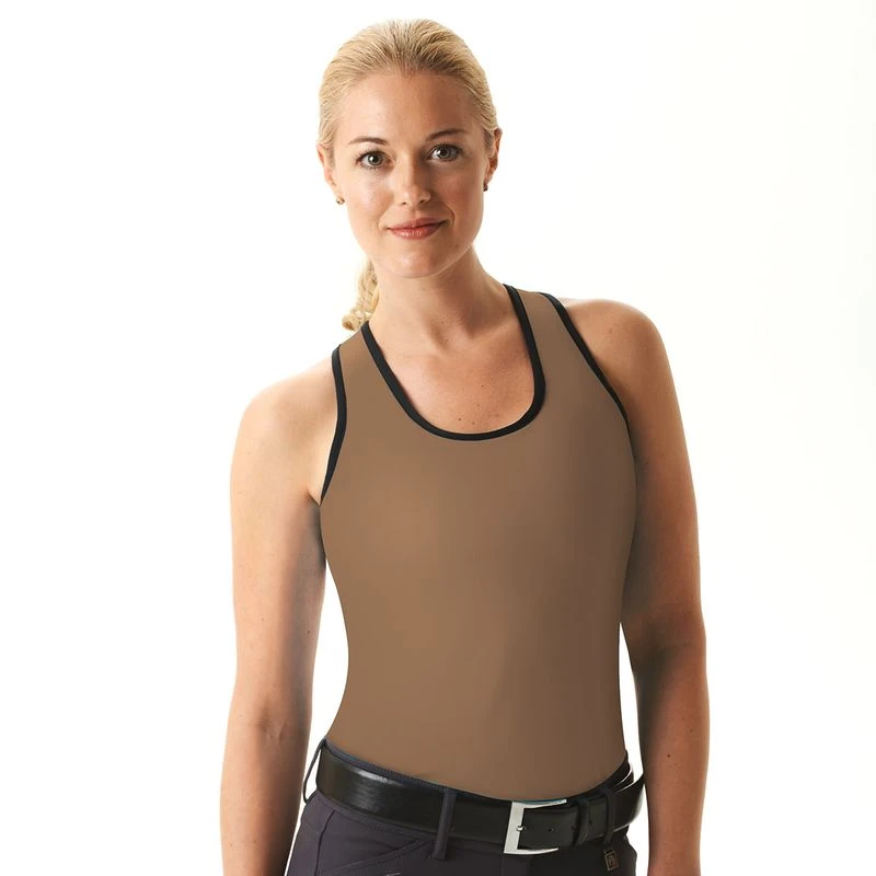 Cheata Women's Trotter Tank W/ Built In Sports Bra - Dark Khaki/Black 1 Cheata Women's Trotter Tank W/ Built In Sports Bra - Dark Khaki/Black