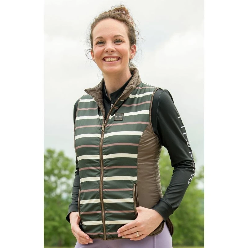 FITS Women's Everly Reversible Vest - Chocolate Stripe/Chocolate 2 FITS Women's Everly Reversible Vest - Chocolate Stripe/Chocolate - Image 2