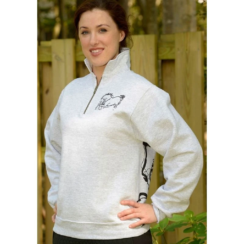 Animals To Wear "Big Horse, No Rider" 1/4 Zip Sweatshirt - Light Grey 2 Animals To Wear "Big Horse, No Rider" 1/4 Zip Sweatshirt - Light Grey - Image 2