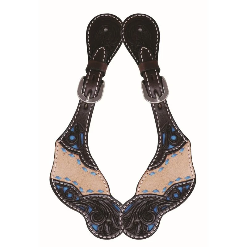 Western Rawhide Country Legend Rough Out With Buckstitch Spur Straps - Turquoise 1 Western Rawhide Country Legend Rough Out With Buckstitch Spur Straps - Turquoise