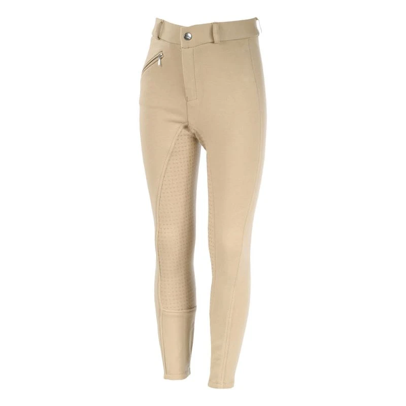 Horze Kids' Active Full Seat Breeches - Tan 1 Horze Kids' Active Full Seat Breeches - Tan