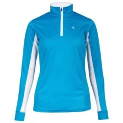 Horze Women's Trista Long Sleeve Technical Sun Shirt - Paradise Blue/White