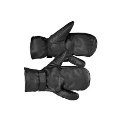 Horze Leather Three Finger Mittens - Black