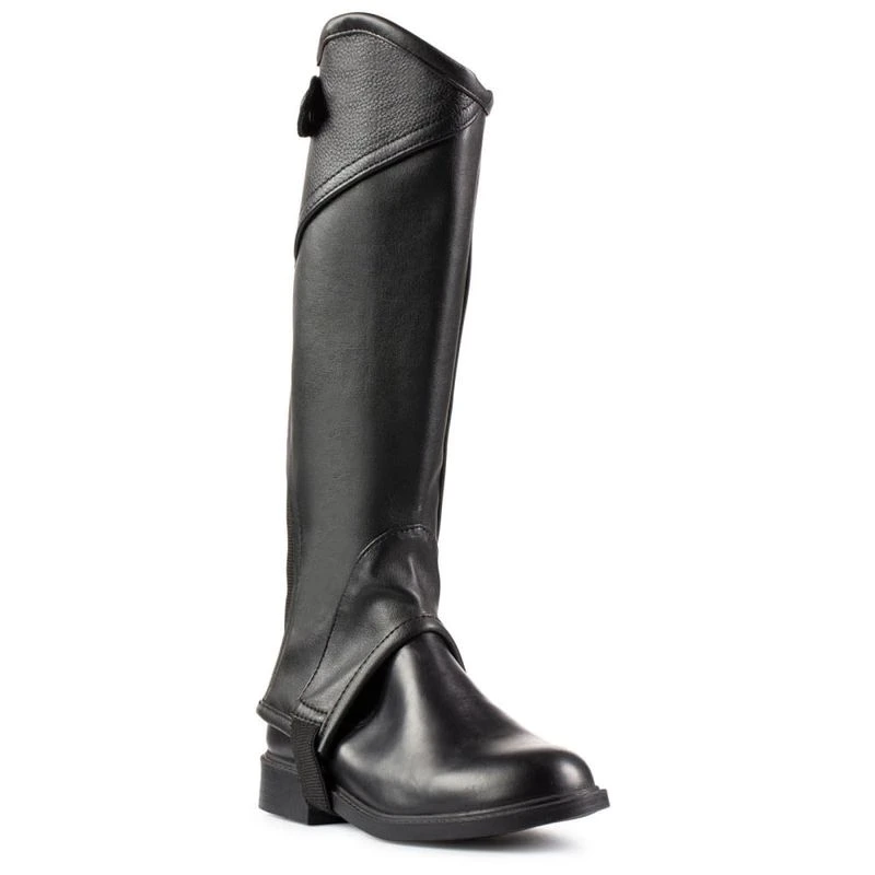 Horze Kids' Soft Leather Half Chaps - Black 2 Horze Kids' Soft Leather Half Chaps - Black - Image 2