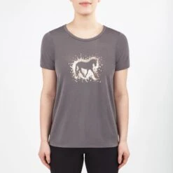 Irideon Women's Sequin Horse Swing Tee - Dove Grey
