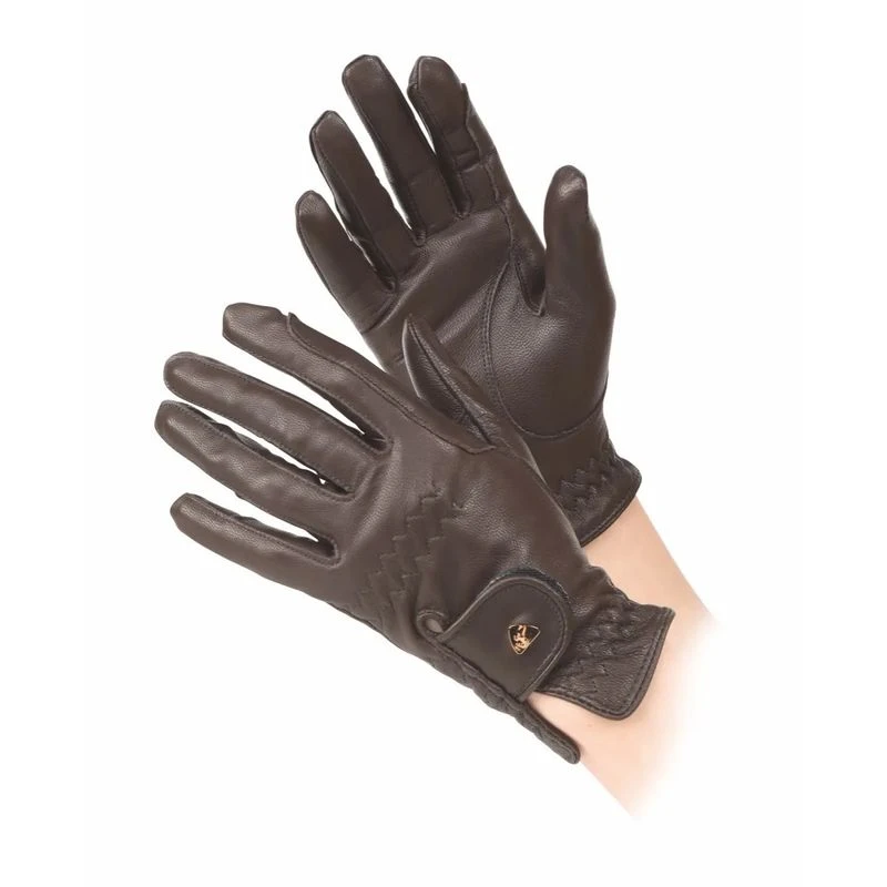 Shires Aubrion Kids' Leather Riding Gloves - Brown 1 Shires Aubrion Kids' Leather Riding Gloves - Brown