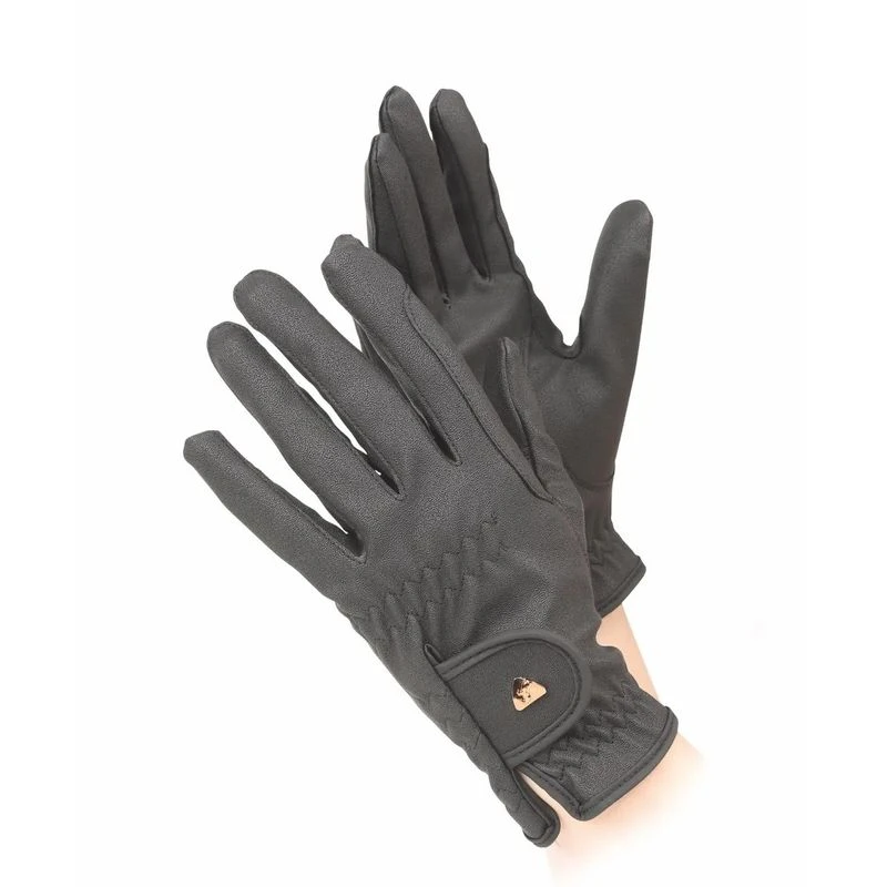 Shires Aubrion Kids' PU Riding Gloves - Black 1 Shires Aubrion Kids' PU Riding Gloves - Black