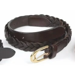 Shires Aubrion Plaited 35mm Leather Belt - Brown