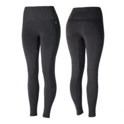 Horze Women's Naomi Seamless Silicone Full Seat Tights - Dark Grey/ Black