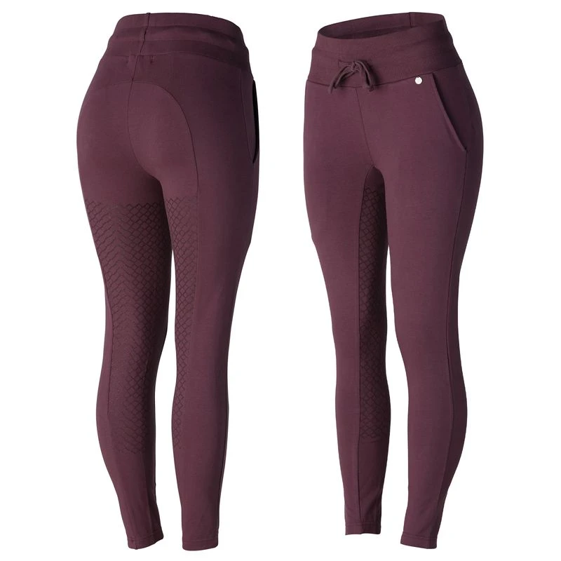 Horze Women's Elinor Cotton Stretch Riding Tights - Eggplant Dark Purple 1 Horze Women's Elinor Cotton Stretch Riding Tights - Eggplant Dark Purple