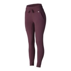 Horze Women's Elinor Cotton Stretch Riding Tights - Eggplant Dark Purple 11 Horze Women's Elinor Cotton Stretch Riding Tights - Eggplant Dark Purple -Horse Rider Wear 452568 800 800