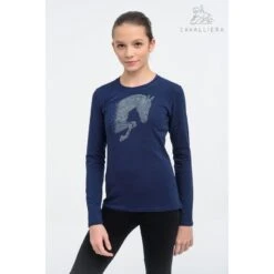 Cavalliera Kids' Jumping Star Long Sleeve Tee Shirt - Navy Blue