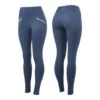 Horze Women's Enora Winter Full Seat Tights W/Shiny Zippers - Dark Blue