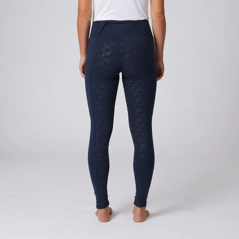 Horze Women's Enora Winter Full Seat Tights W/Shiny Zippers - Dark Blue 3 Horze Women's Enora Winter Full Seat Tights W/Shiny Zippers - Dark Blue - Image 3