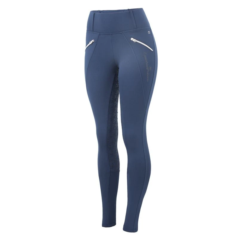 Horze Women's Enora Winter Full Seat Tights W/Shiny Zippers - Dark Blue 6 Horze Women's Enora Winter Full Seat Tights W/Shiny Zippers - Dark Blue - Image 6