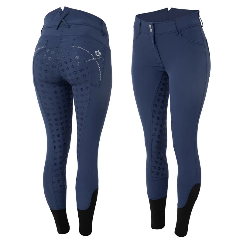 Horze Women's Queenie Silicone Full Seat Riding Breeches W/Crystals - Imperial Dark Blue 1 Horze Women's Queenie Silicone Full Seat Riding Breeches W/Crystals - Imperial Dark Blue