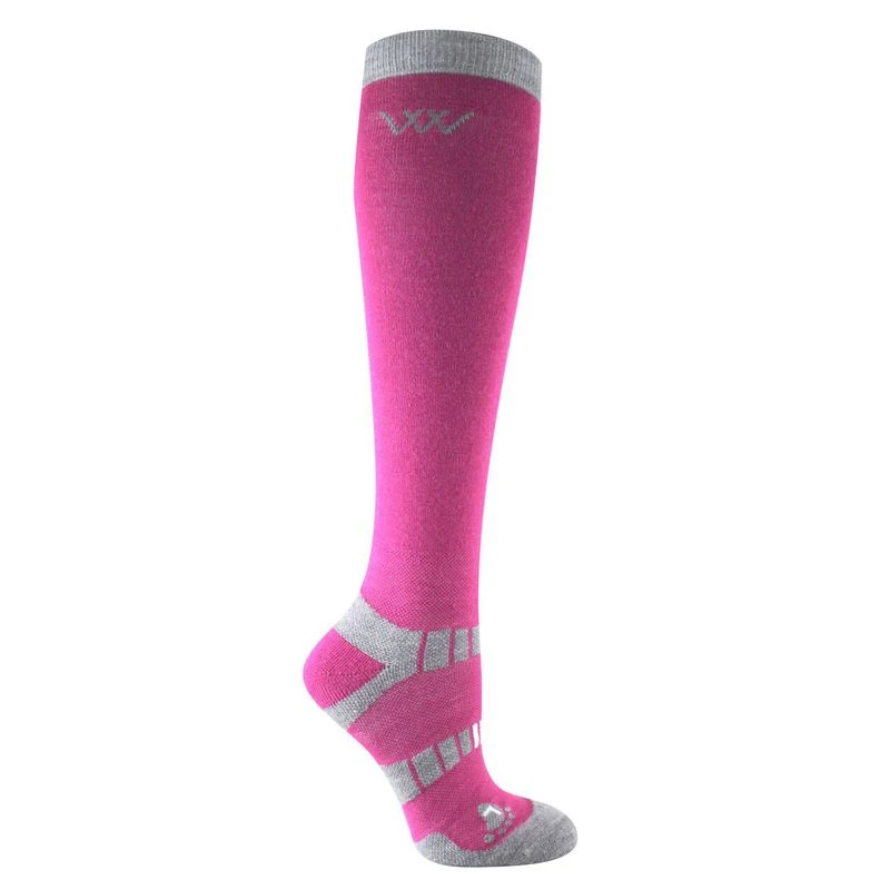 Woof Wear Winter Riding Sock 2 Pairs - Berry/Grey 1 Woof Wear Winter Riding Sock 2 Pairs - Berry/Grey