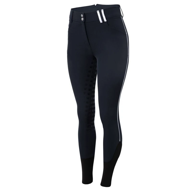Horze Women's High Waist Full Seat Breeches W/Silicone Piping - Dark Navy 3 Horze Women's High Waist Full Seat Breeches W/Silicone Piping - Dark Navy - Image 3