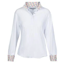 Ovation Kids' Ellie Quarter Snap Show Shirt - White/Confetti Dots