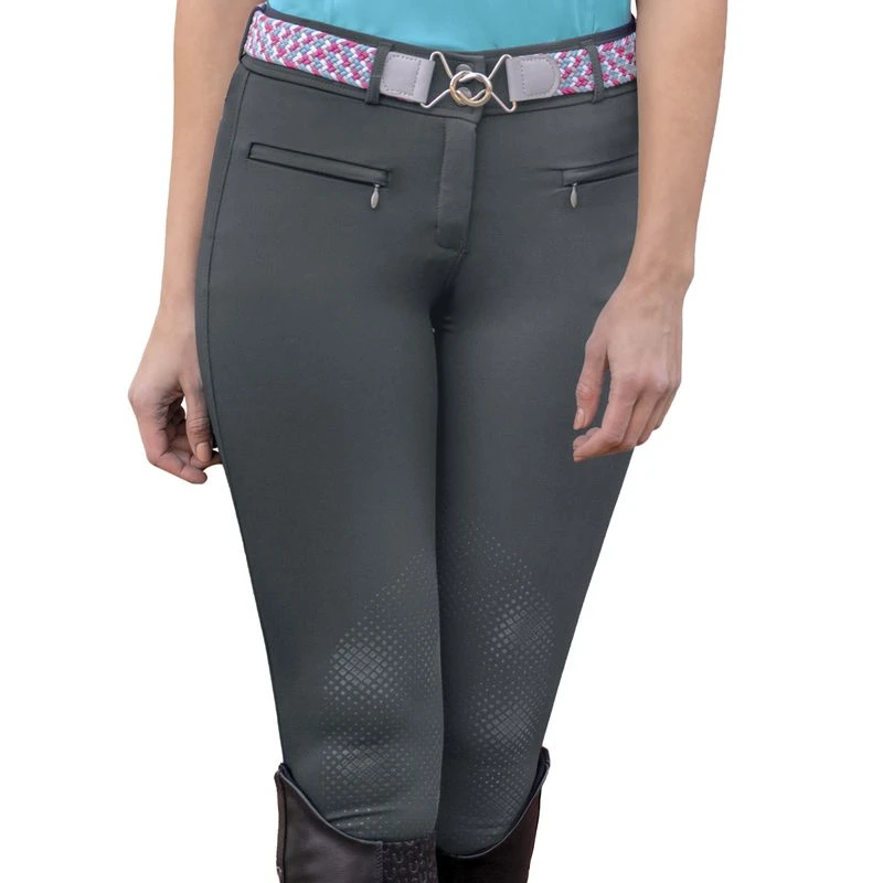 Ovation Women's Signature Knee Patch Breeches - Grey 1 Ovation Women's Signature Knee Patch Breeches - Grey