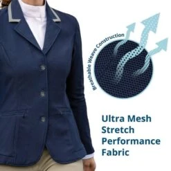 Ovation Women's Signature AirFlex Coat W/Contrast Collar - Navy/Grey -Horse Rider Wear 529460 800 800