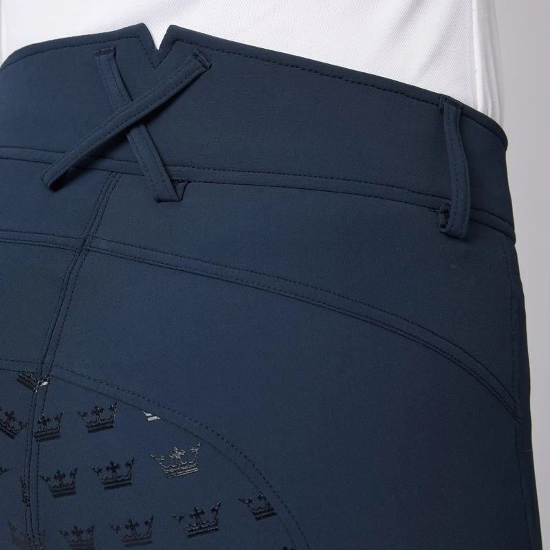 Horze Women's Melody High Waist Micro Silicone Full Seat Breeches - Dark Dark Blue 2 Horze Women's Melody High Waist Micro Silicone Full Seat Breeches - Dark Dark Blue - Image 2