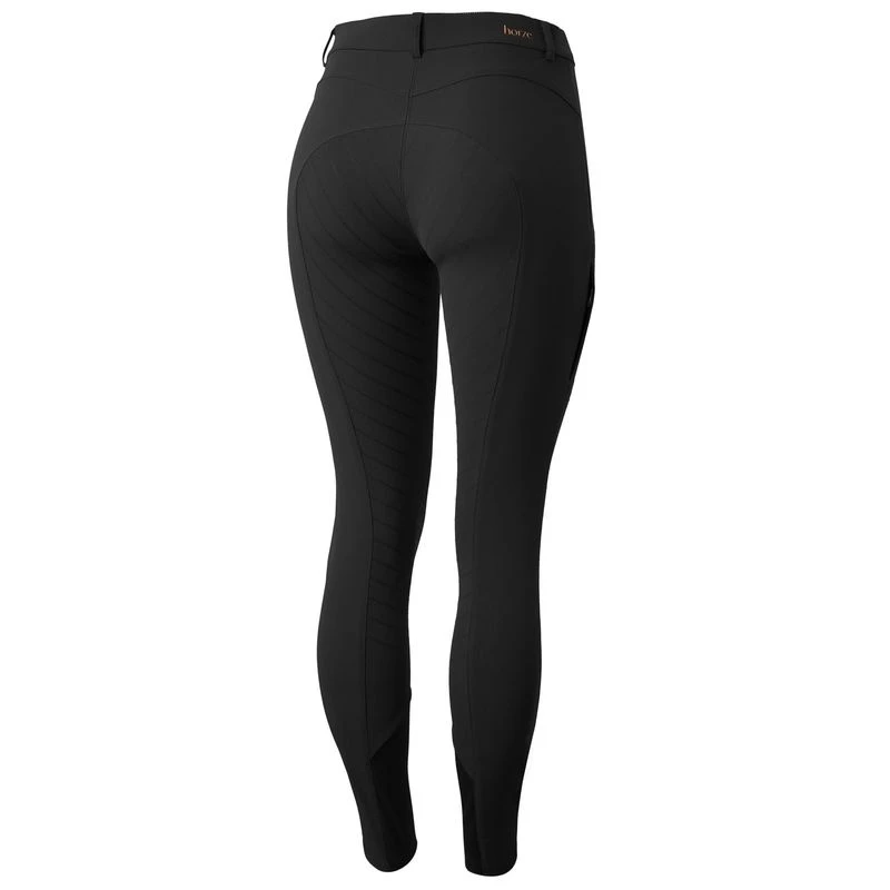 Horze Women's Anna Summer Full Seat Breeches W/Phone Pocket - Black 1 Horze Women's Anna Summer Full Seat Breeches W/Phone Pocket - Black