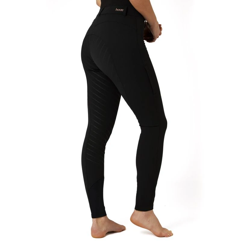 Horze Women's Anna Summer Full Seat Breeches W/Phone Pocket - Black 3 Horze Women's Anna Summer Full Seat Breeches W/Phone Pocket - Black - Image 3