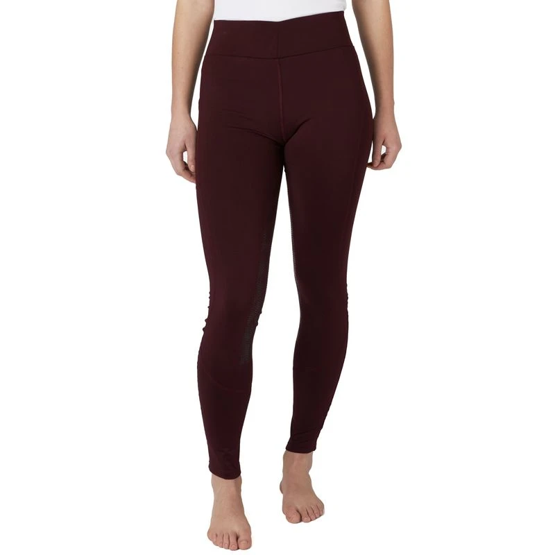 Horze Women's High Waist Full Seat Tights W/Phone Pocket - Maroon Dark Red 4 Horze Women's High Waist Full Seat Tights W/Phone Pocket - Maroon Dark Red - Image 4