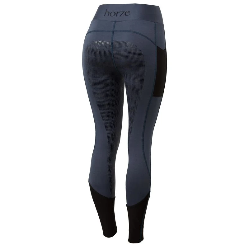 Horze Women's Selena Sporty Riding Tights W/Mesh Lower Leg - Montauk Navy 1 Horze Women's Selena Sporty Riding Tights W/Mesh Lower Leg - Montauk Navy