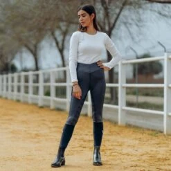 Horze Women's Selena Sporty Riding Tights W/Mesh Lower Leg - Montauk Navy 9 Horze Women's Selena Sporty Riding Tights W/Mesh Lower Leg - Montauk Navy -Horse Rider Wear 531293 800 800