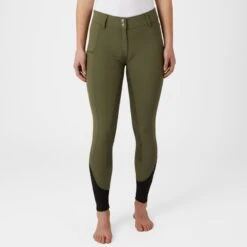 Horze Women's Callie High Waist Breeches W/Piping - Dark Green -Horse Rider Wear 531464 800 800