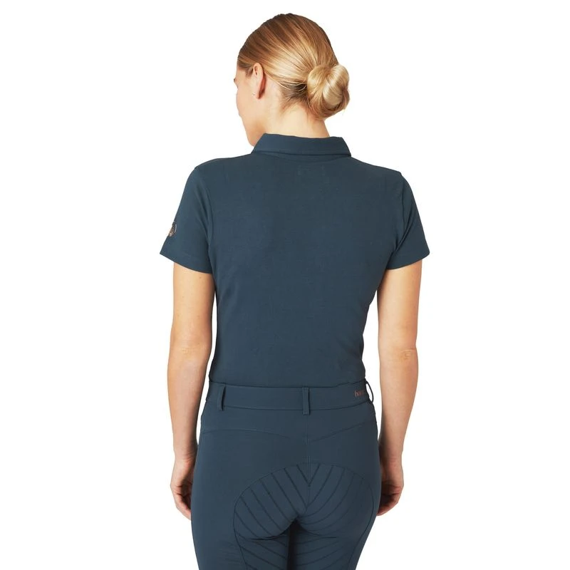 Horze Women's Lia Organic Cotton Polo - Obscure Night Dark Blue 2 Horze Women's Lia Organic Cotton Polo - Obscure Night Dark Blue - Image 2