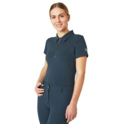 Horze Women's Lia Organic Cotton Polo - Obscure Night Dark Blue 8 Horze Women's Lia Organic Cotton Polo - Obscure Night Dark Blue -Horse Rider Wear 531735 800 800