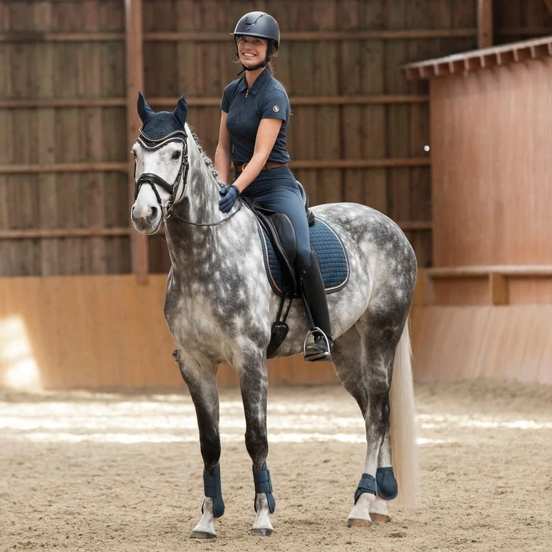 Horze Women's Lia Organic Cotton Polo - Obscure Night Dark Blue 6 Horze Women's Lia Organic Cotton Polo - Obscure Night Dark Blue - Image 6