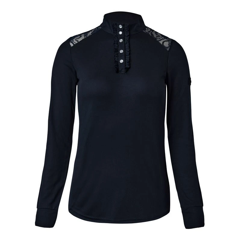 Horze Women's Sianna Long Sleeved Show Shirt W/ Lace Shoulders - Dark Navy 1 Horze Women's Sianna Long Sleeved Show Shirt W/ Lace Shoulders - Dark Navy