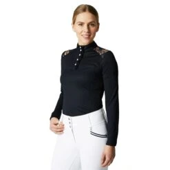 Horze Women's Sianna Long Sleeved Show Shirt W/ Lace Shoulders - Dark Navy 7 Horze Women's Sianna Long Sleeved Show Shirt W/ Lace Shoulders - Dark Navy -Horse Rider Wear 531909 800 800