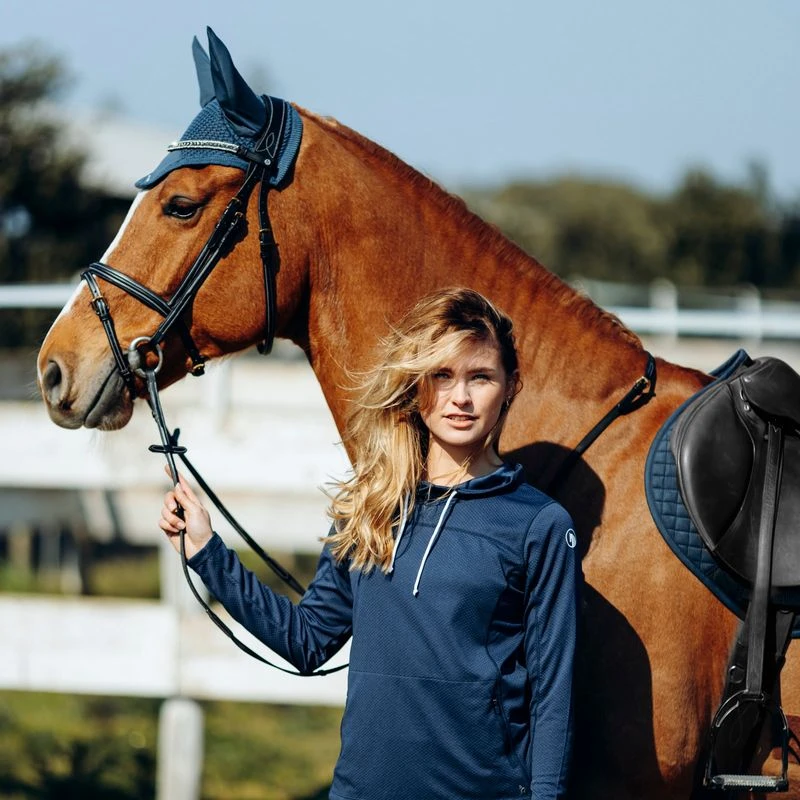 Horze Women's Lou Technical Ventilated Shirt W/High Neck - Obscure Night Dark Blue 2 Horze Women's Lou Technical Ventilated Shirt W/High Neck - Obscure Night Dark Blue - Image 2