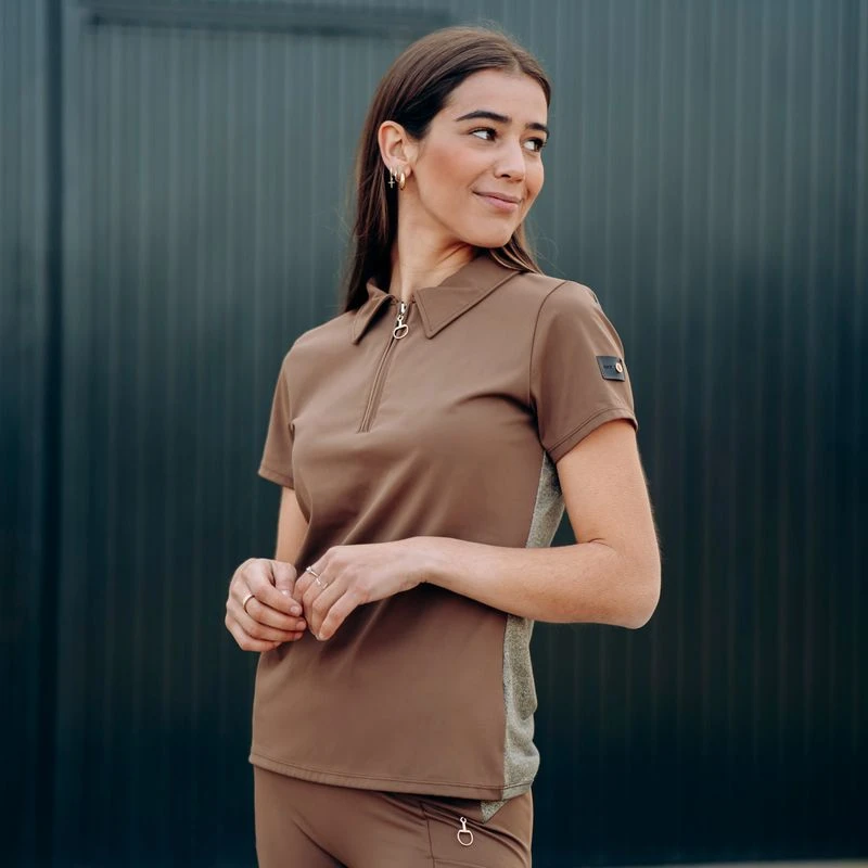 Horze Women's Sagira Breathable Quick Dry Training Shirt - Bison Dark Brown 3 Horze Women's Sagira Breathable Quick Dry Training Shirt - Bison Dark Brown - Image 3