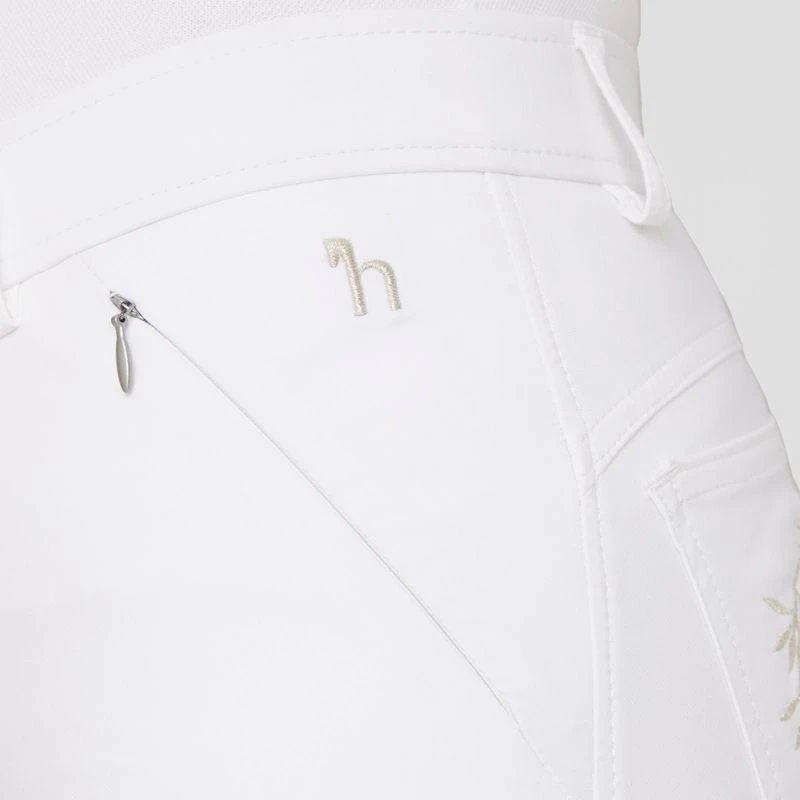 Horze Women's Kaitlin Knee Patch Breeches - White 2 Horze Women's Kaitlin Knee Patch Breeches - White - Image 2