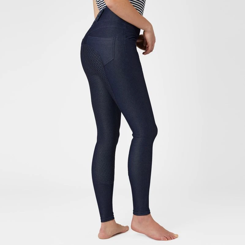 Horze Women's Katia Denim Look Full Seat Tights - Dark Blue 3 Horze Women's Katia Denim Look Full Seat Tights - Dark Blue - Image 3