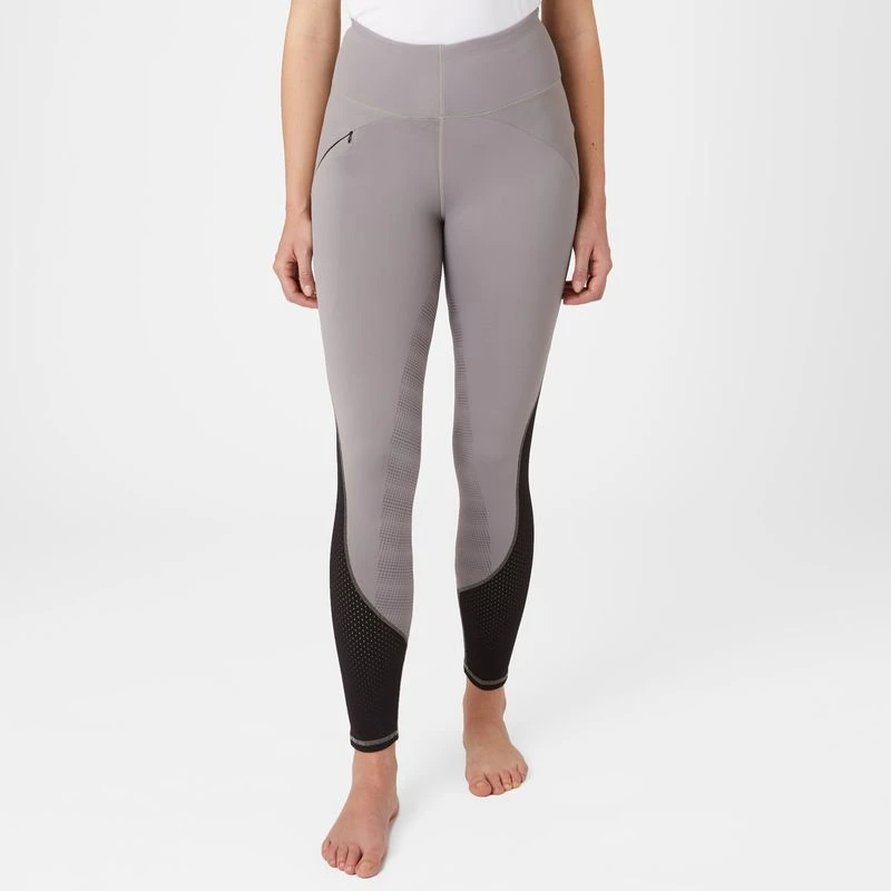 Horze Women's Danica High Waist Tights With Mesh Insert - Zinc 2 Horze Women's Danica High Waist Tights With Mesh Insert - Zinc - Image 2
