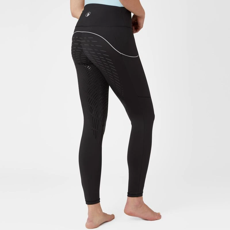 Horze Women's Nicki Breathable Technical Full Seat Tights - Black 3 Horze Women's Nicki Breathable Technical Full Seat Tights - Black - Image 3