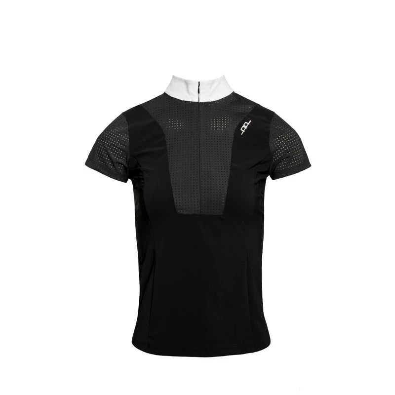Alessandro Albanese Women's Oliva Short Sleeve Zip Competition Shirt - Black 1 Alessandro Albanese Women's Oliva Short Sleeve Zip Competition Shirt - Black