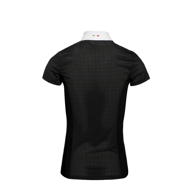 Alessandro Albanese Women's Oliva Short Sleeve Zip Competition Shirt - Black 2 Alessandro Albanese Women's Oliva Short Sleeve Zip Competition Shirt - Black - Image 2