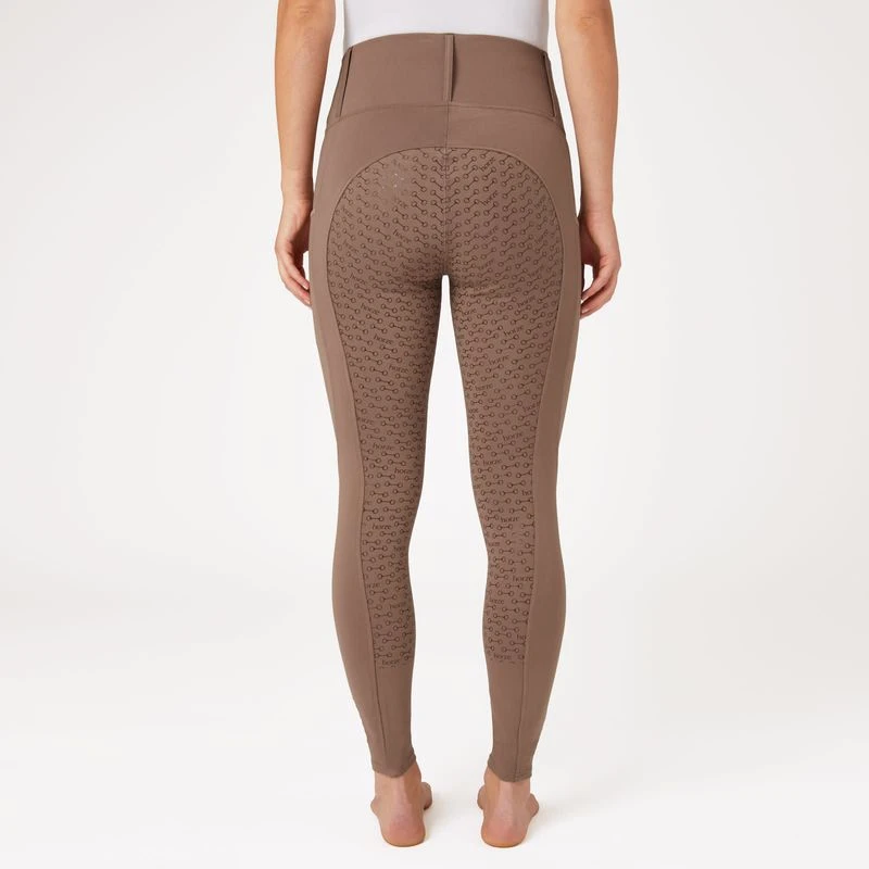 Horze Women's Lucinda High Waist Tights Silicone Full Seat - Cocoa Mocha 3 Horze Women's Lucinda High Waist Tights Silicone Full Seat - Cocoa Mocha - Image 3
