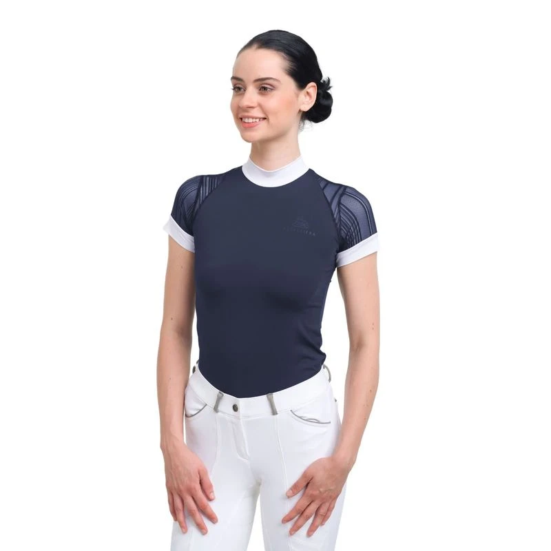Cavalliera Women's Contessa Short Sleeve Show Shirt - Navy Blue 1 Cavalliera Women's Contessa Short Sleeve Show Shirt - Navy Blue