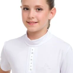 Cavalliera Kids' I Love Crystals Short Sleeve Show Shirt - White/Silver -Horse Rider Wear 558724 800 800