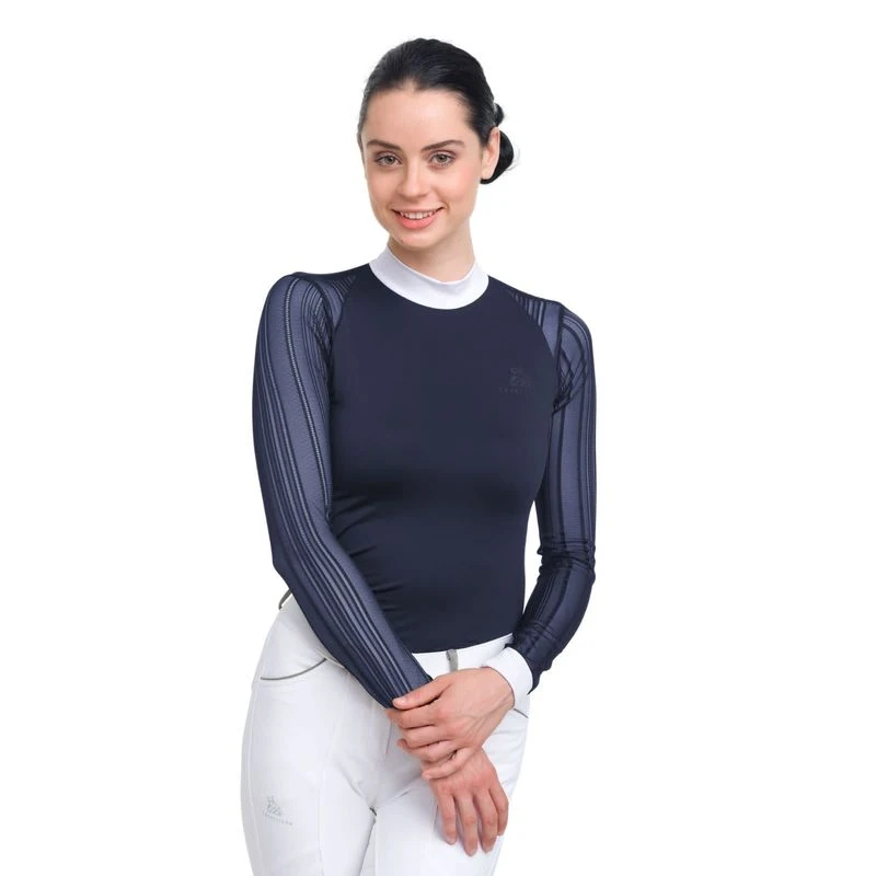 Cavalliera Women's Contessa Long Sleeve Show Shirt - Navy Blue 1 Cavalliera Women's Contessa Long Sleeve Show Shirt - Navy Blue