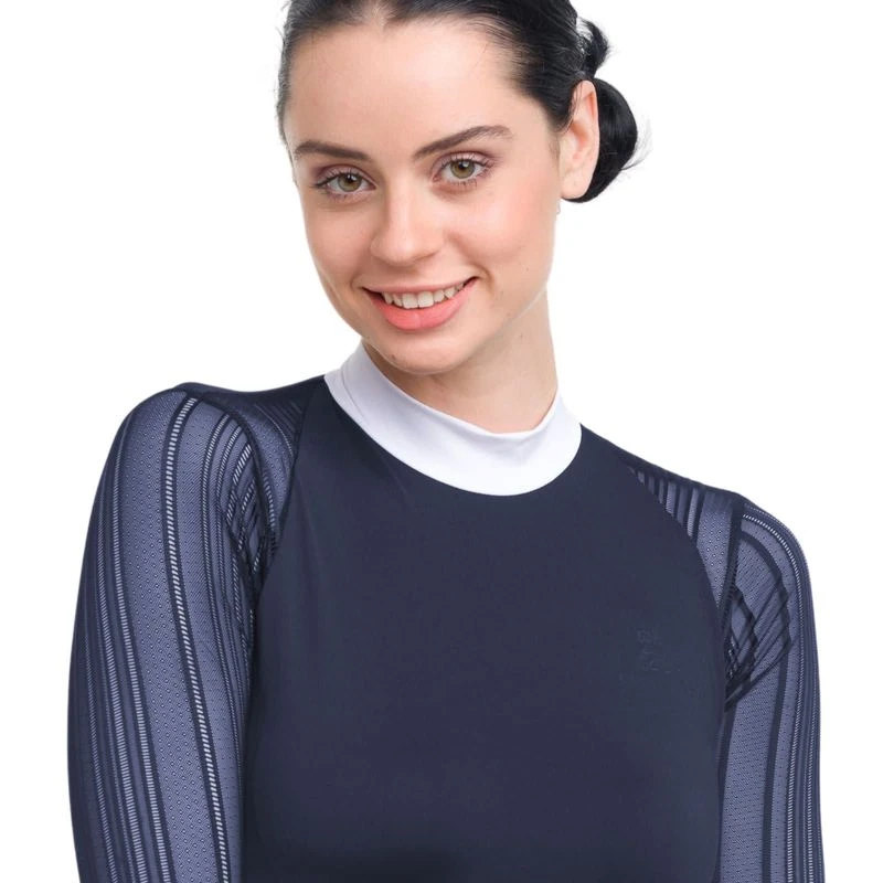 Cavalliera Women's Contessa Long Sleeve Show Shirt - Navy Blue 2 Cavalliera Women's Contessa Long Sleeve Show Shirt - Navy Blue - Image 2